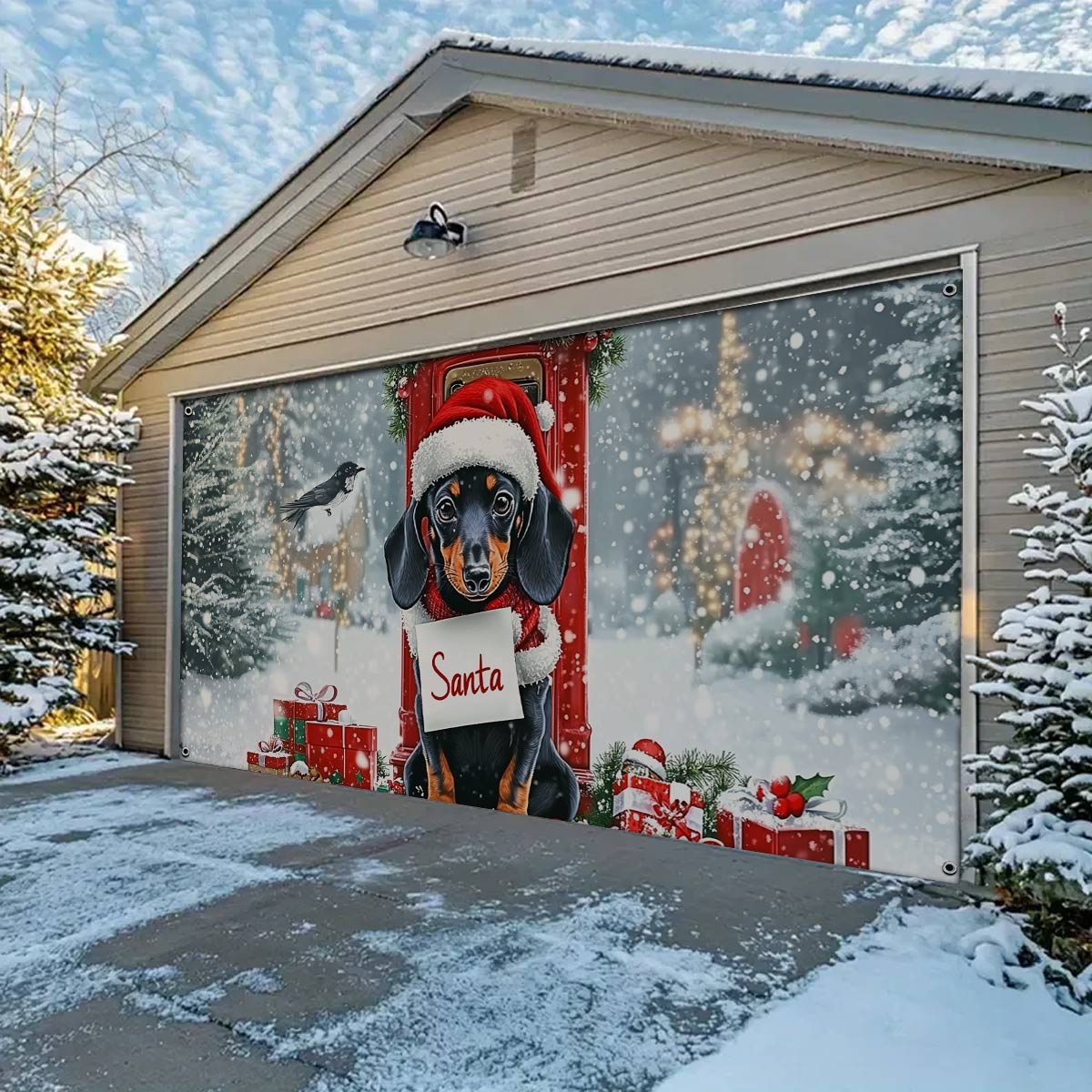 Shineful Garage Door Banner Decoration Holiday Dachshund Magic