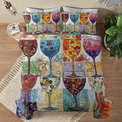 Shineful All Season Quilt 3-Piece Set Gorgeous Classic Wine Glass