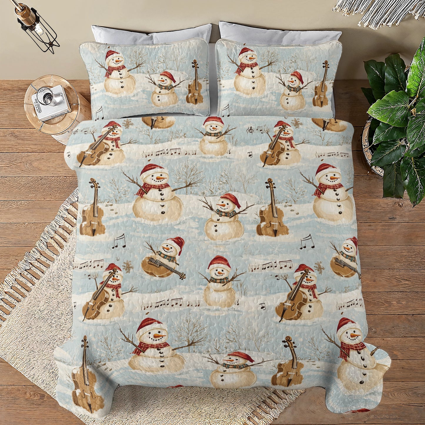 Shineful All Season Quilt 3-Piece Set Christmas Frosty Tunes