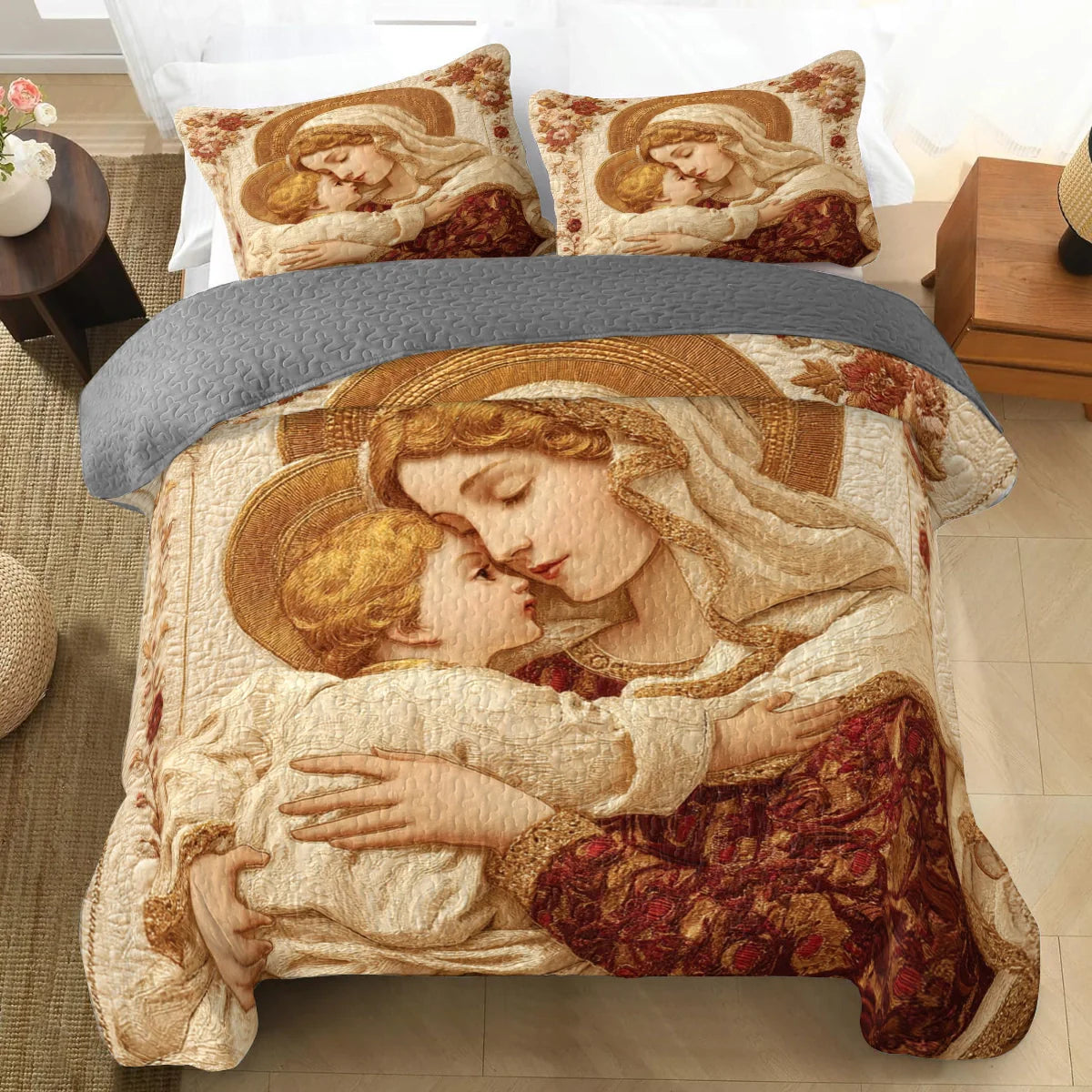 Shineful Quilt 3-Piece Set Sacred Mother’s Embrace