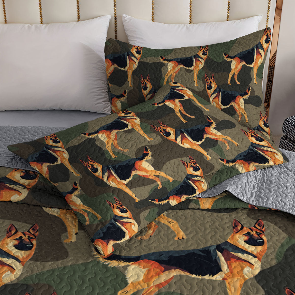 Shineful All Season Quilt 3-Piece Set German Shepherd Camou