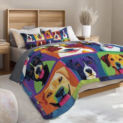 Shineful All Season Quilt 3-Piece Set - Labrador Pop Art