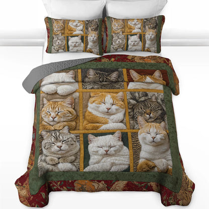 Shineful Quilt 3-Piece Set Sleepy Cats