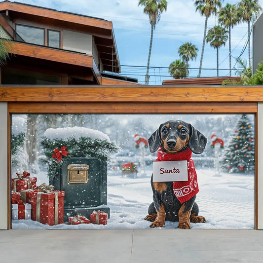 Shineful Garage Door Banner Decoration Dachshund Christmas Postmaster