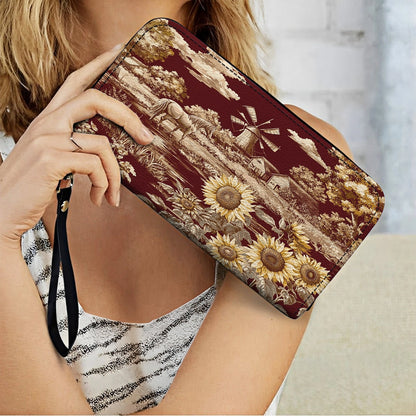 Shineful Leather Clutch Purse Texas Sunflower - Heart of the Lone Star Fields