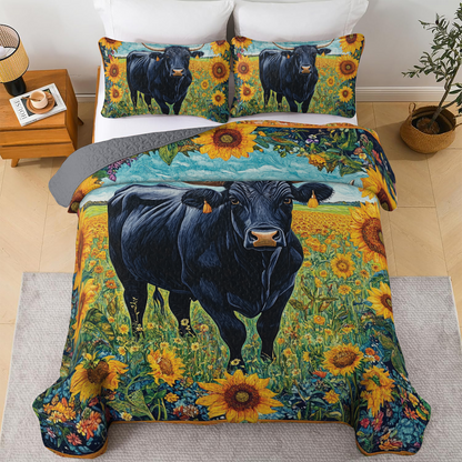 Shineful All Season Quilt 3-Piece Set - Angus With Sunflowers