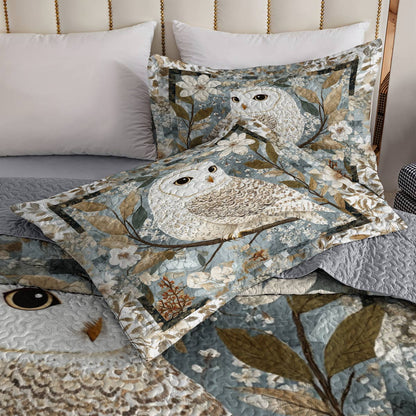 Shineful All Season Quilt 3-Piece Set Charming Owl Flowers