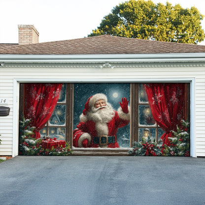 Shineful Garage Door Banner Decoration Santa at the Window Christmas