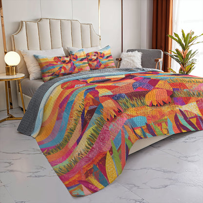 Shineful All Season Quilt 3-Piece Set Colorful Patchwork