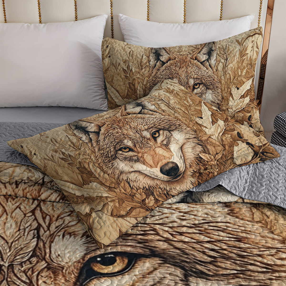 Shineful All Season Quilt 3-Piece Set Wolf Spirit