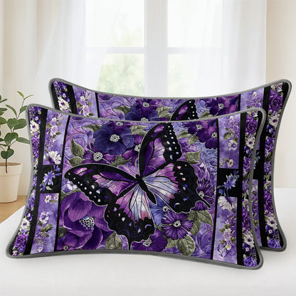 Shineful Quilt 3-Piece Set Gorgeous Purple Butterfly Flowers