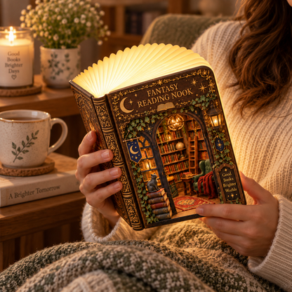 Shineful Fantasy Reading Nook Wooden Book Lamp