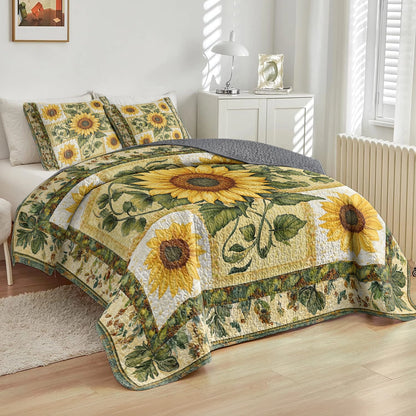 Shineful All Season Quilt 3-Piece Set Sunflower Garden Bliss