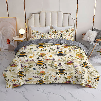 Shineful All Season Quilt 3-Piece Set Bee Love Happy