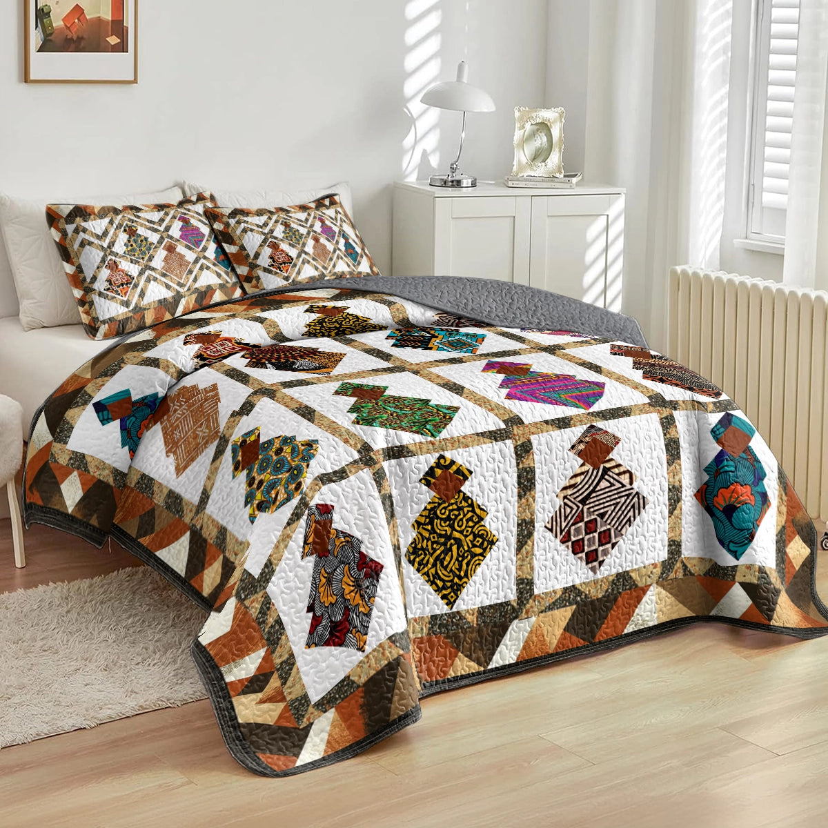 Shineful All Season Quilt 3-Piece Set Black Women’s Empowerment Patchwork