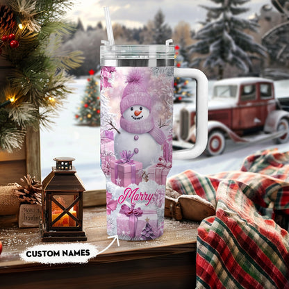 Shineful Tumbler Personalized Frosty Pink Christmas