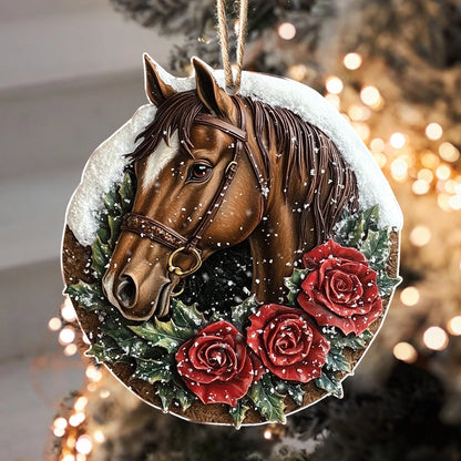 Shineful 2D Acrylic Ornament Winter's Rose Horse
