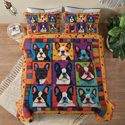 Shineful All Season Quilt 3-Piece Set French Bulldog Puppy Pop Art