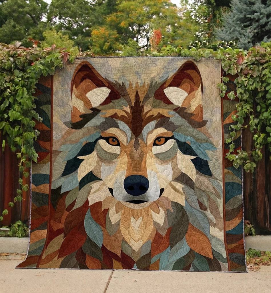 Shineful Flat Print Faux Quilt Blanket Majestic Wolf