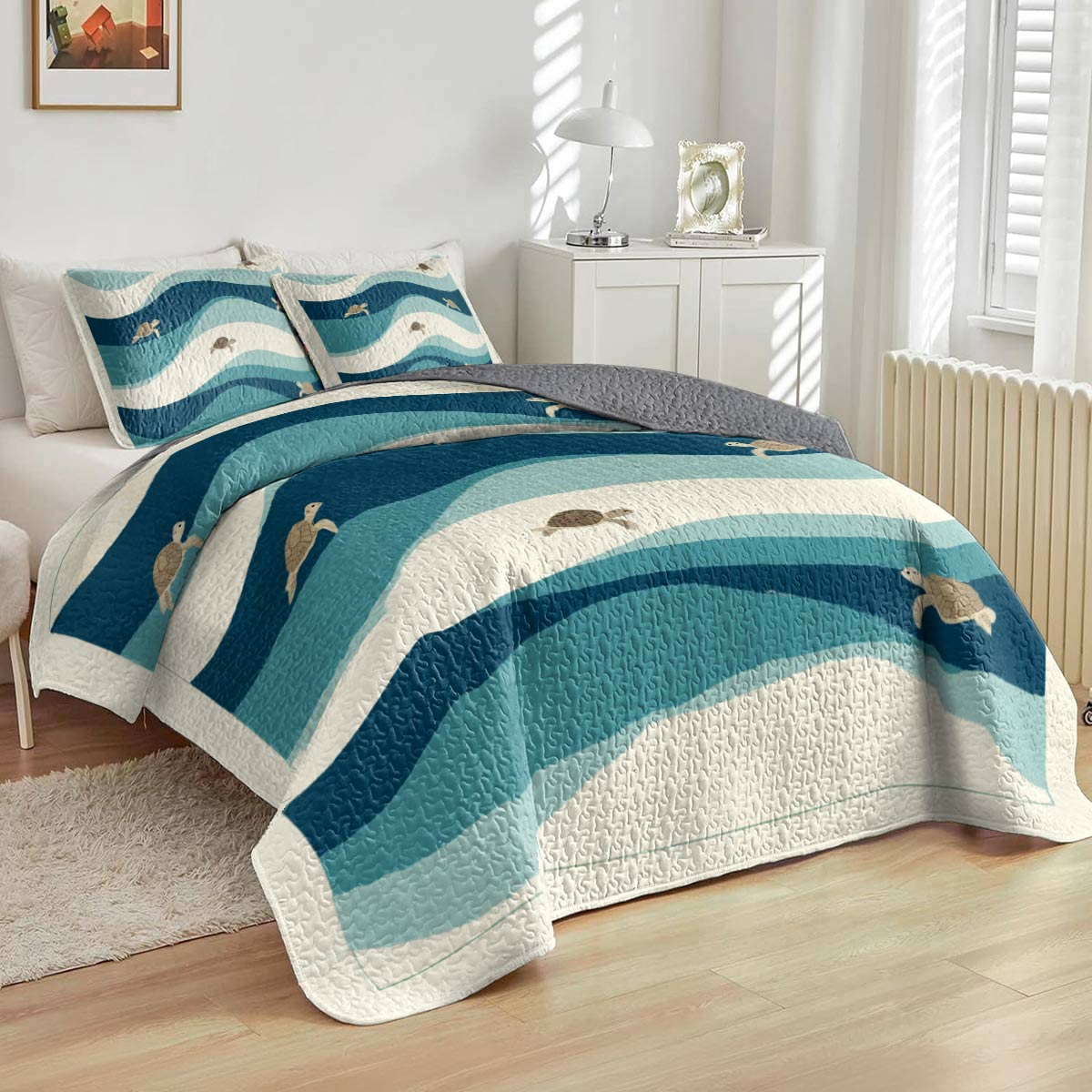 Shineful All Season Quilt 3-Piece Set Turtle Tide