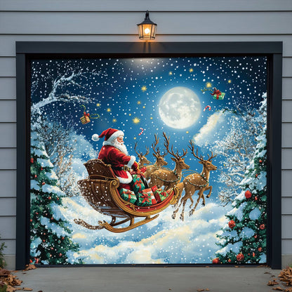 Shineful Garage Door Banner Decoration Moonlit Christmas Journey