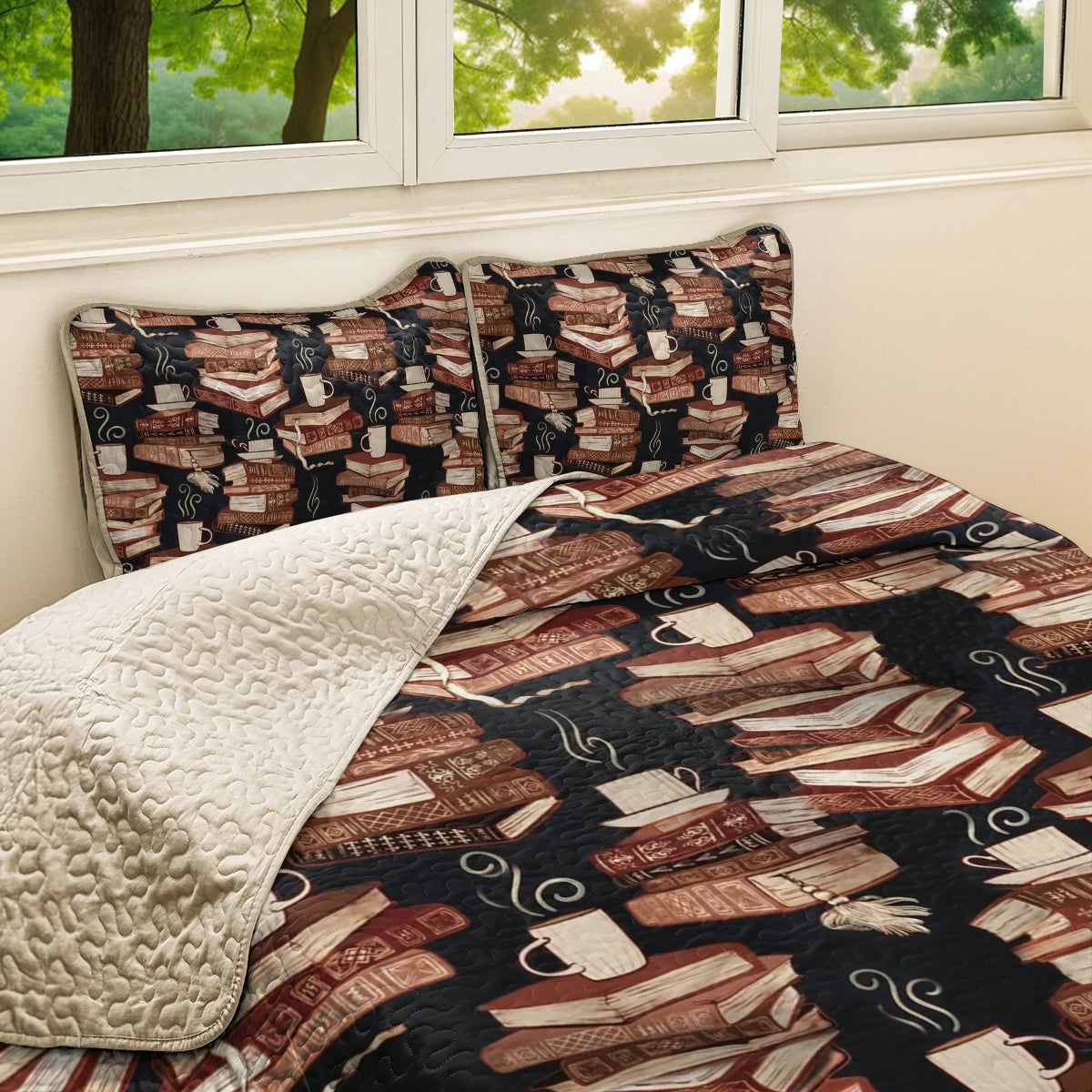 Shineful All Season Quilt 3-Piece Set - Book Lovers' Cozy Night