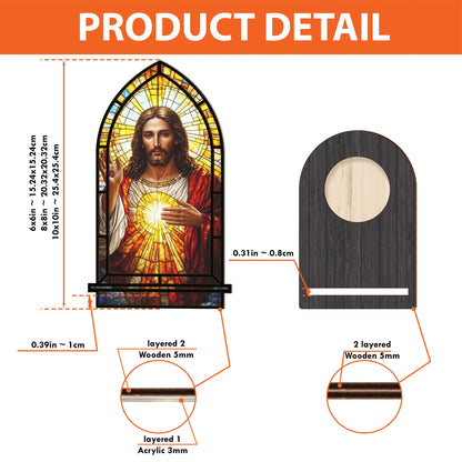 Shineful Suncatcher Candle Holder Sacred Heart Light