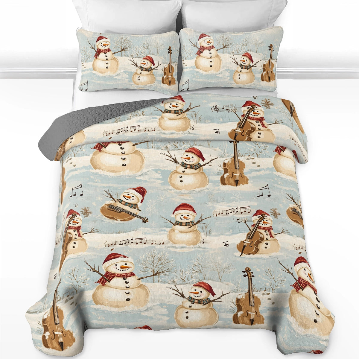 Shineful All Season Quilt 3-Piece Set Christmas Frosty Tunes