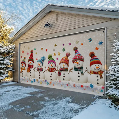Shineful Garage Door Banner Decoration Frosty Friends In Holiday Cheer