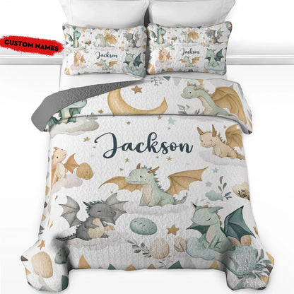 Shineful All Season Quilt 3-Piece Set - Personalized Baby Dragon Dreams