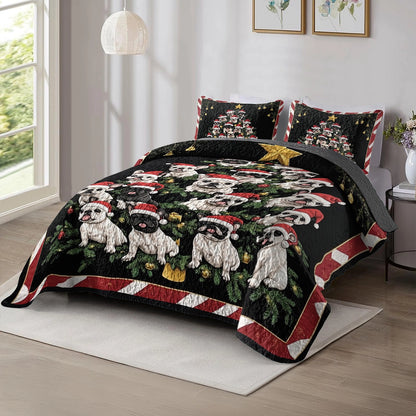 Shineful All Season Quilt 3-Piece Set - Frenchie Christmas Tree