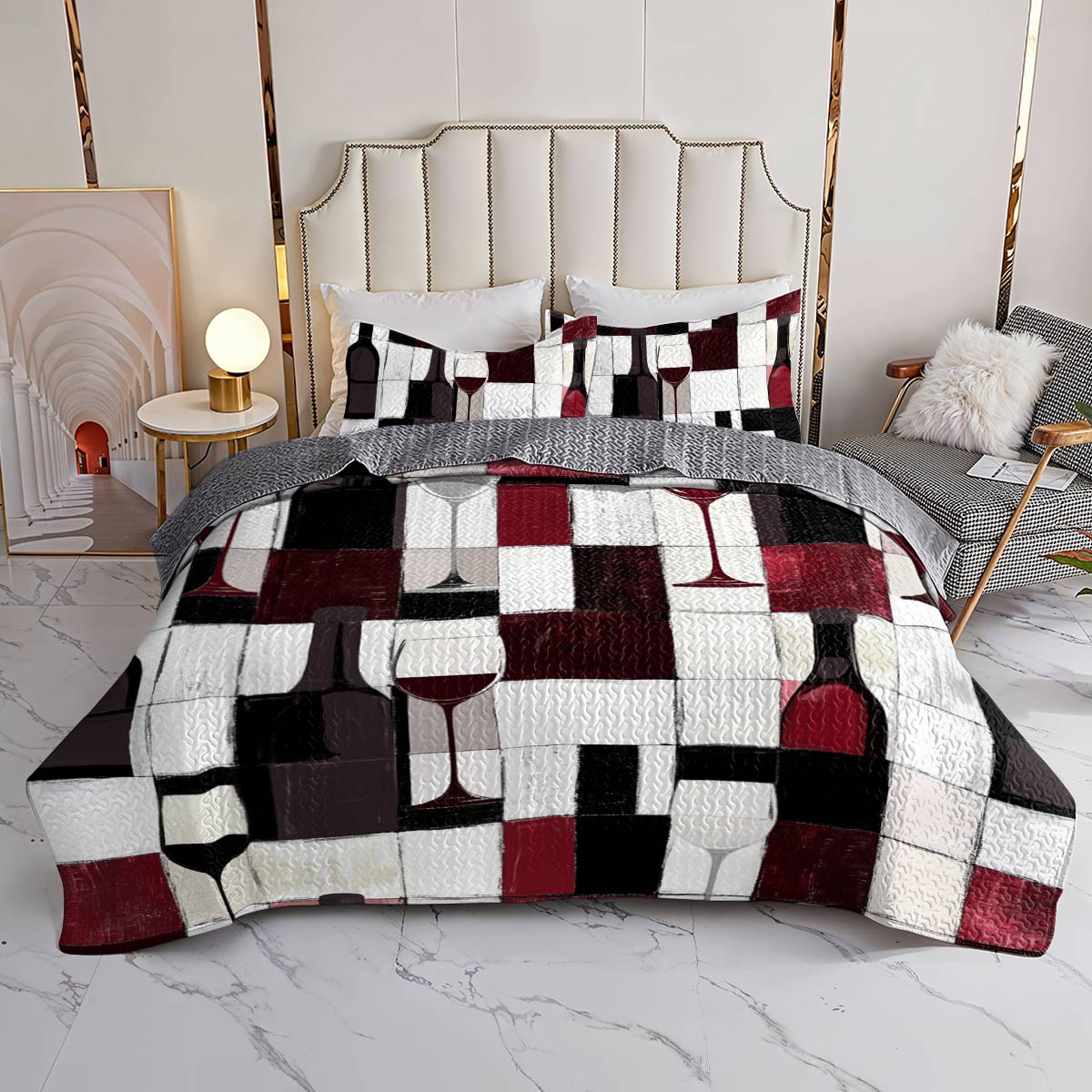 Shineful All Season Quilt 3-Piece Set Vivid Wine