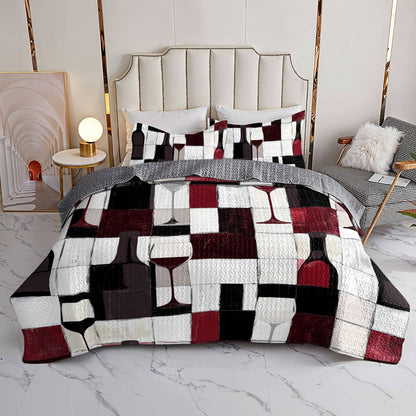Shineful All Season Quilt 3-Piece Set Vivid Wine