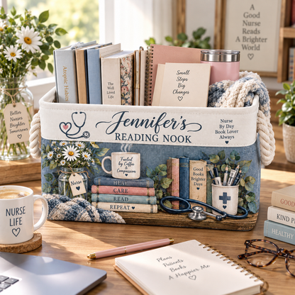 Shineful Personalized Nurse Book Book Basket