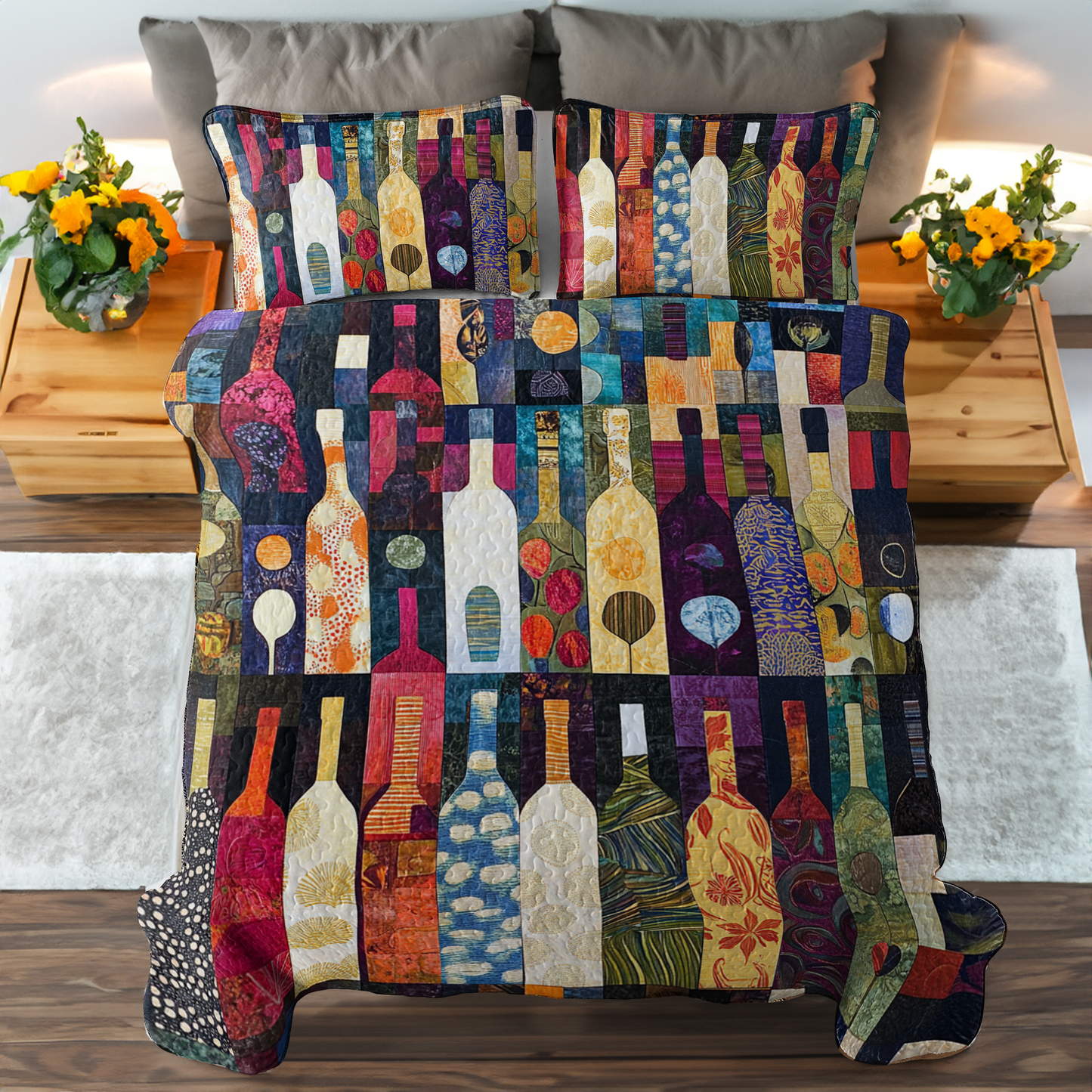 Shineful All Season Quilt 3-Piece Set Captivating Wine