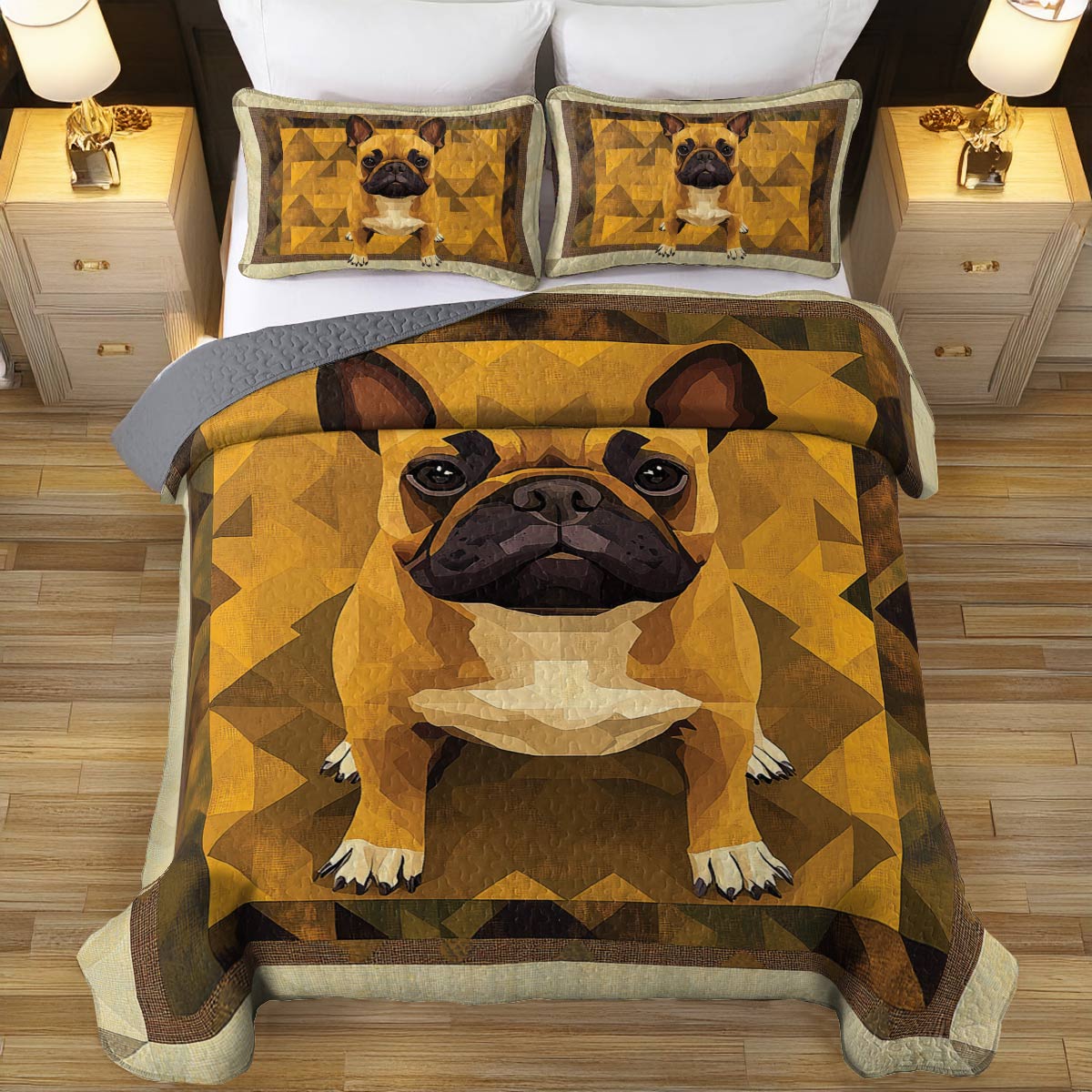 Shineful All Season Quilt 3-Piece Set Frenchie Focus