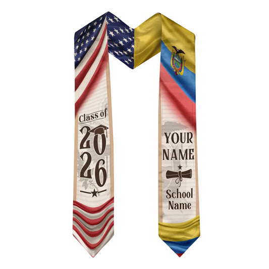 Shineful Graduation Sash Personalized American Ecuador Pride