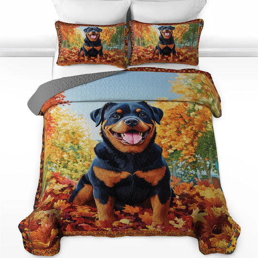 Shineful All Season Quilt 3-Piece Set - Fall Frolic with My Rottweiler
