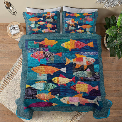 Shineful All Season Quilt 3-Piece Set Fish Frenzy