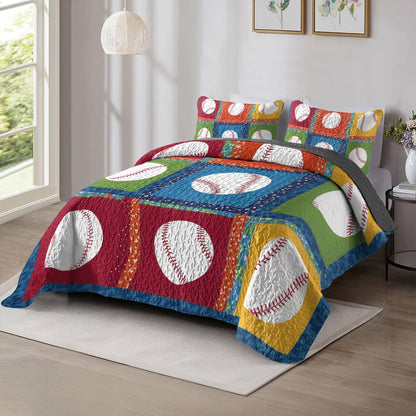 Shineful All Season Quilt 3-Piece Set - Baseball Bliss