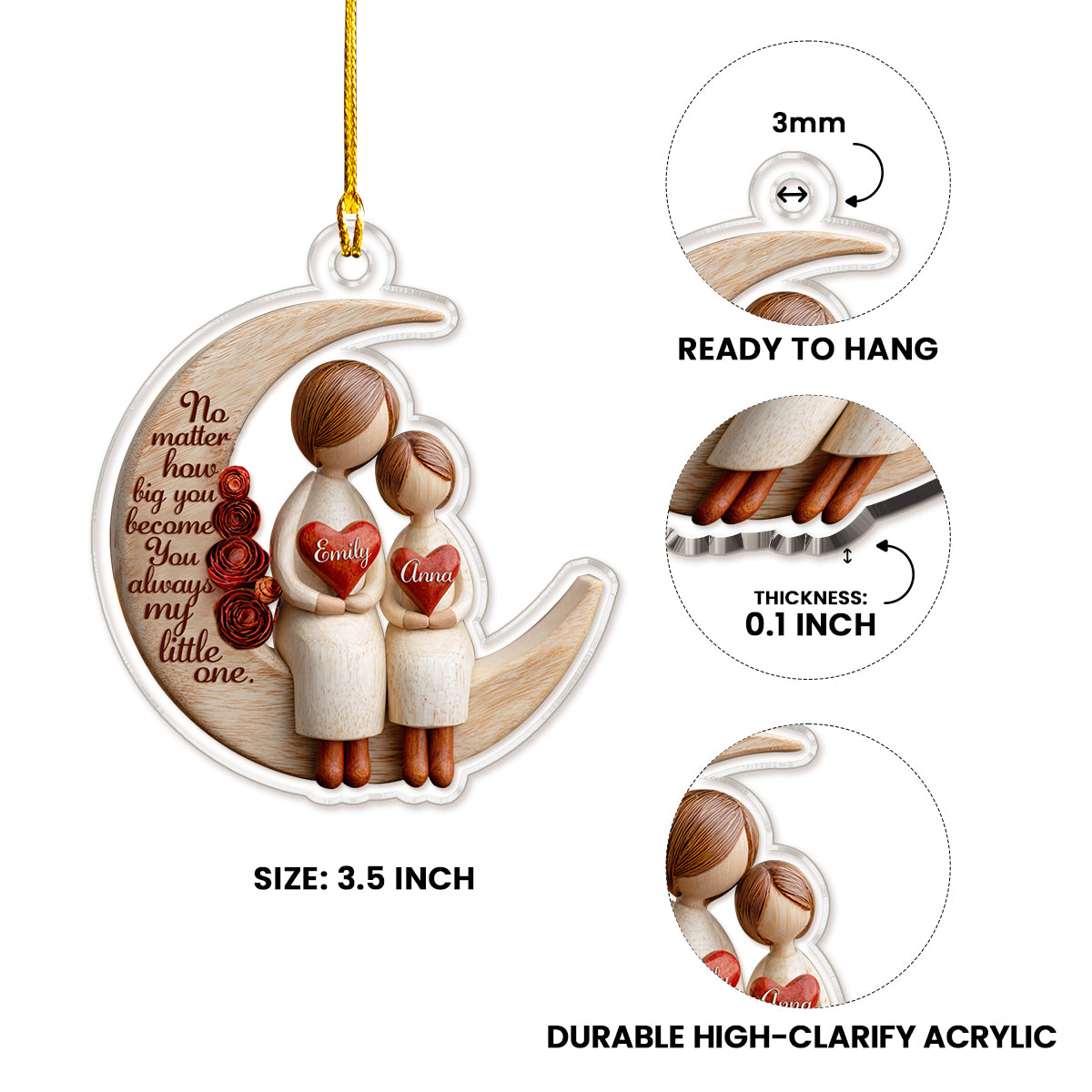 Shineful 2D Acrylic Ornament Personalized Family Moon Love