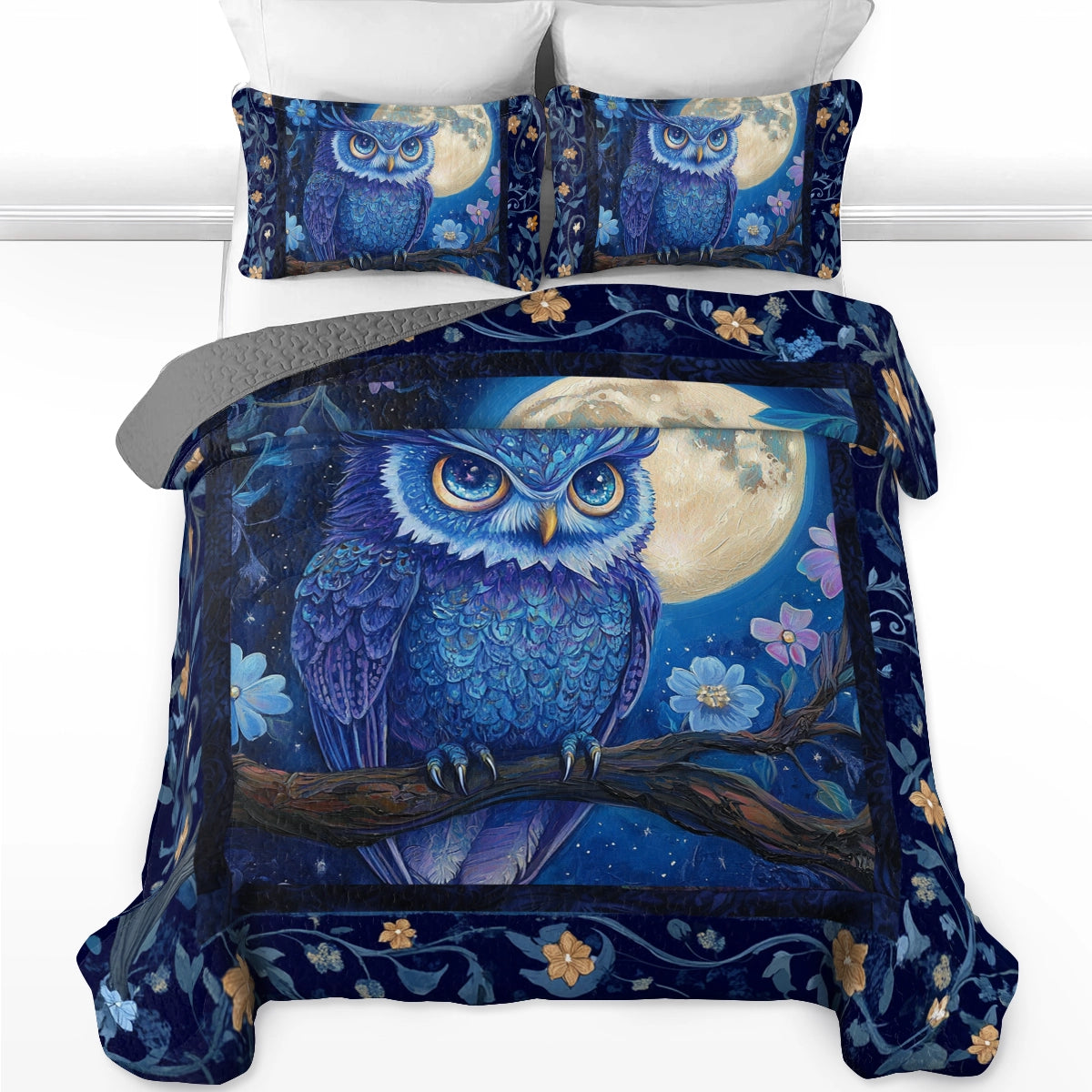 Shineful All Season Quilt 3-Piece Set Midnight Majesty Owl