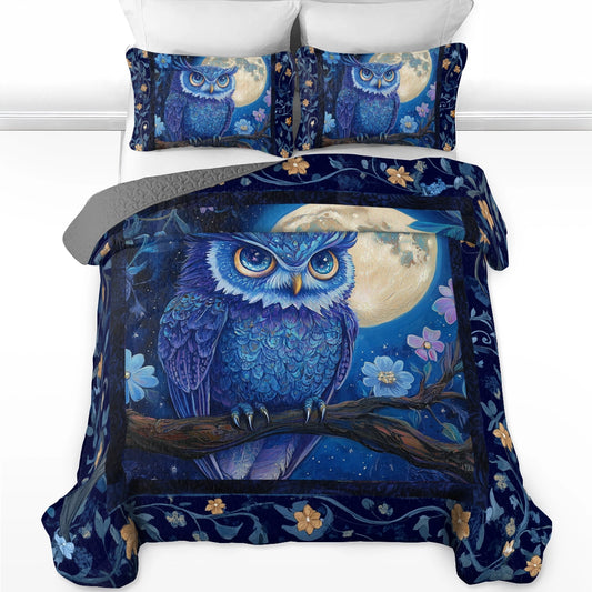 Shineful All Season Quilt 3-Piece Set Midnight Majesty Owl