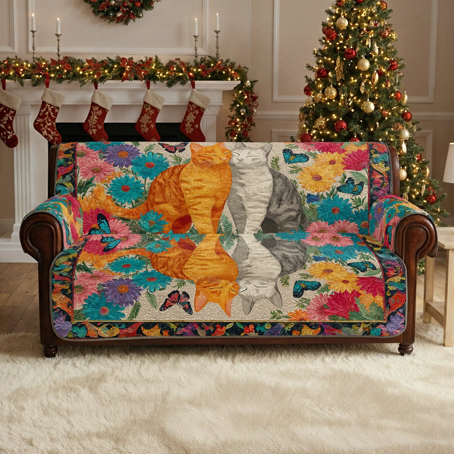 Shineful Sofa Cover Set Reflections of Companionship Cat