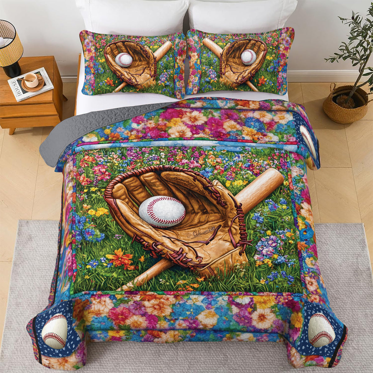Shineful All Season Quilt 3-Piece Set - Field of Dreams Baseball