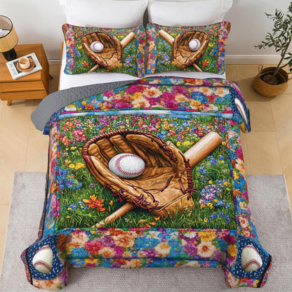 Shineful All Season Quilt 3-Piece Set - Field of Dreams Baseball