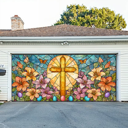 Shineful Garage Door Banner Decoration Golden Cross Easter
