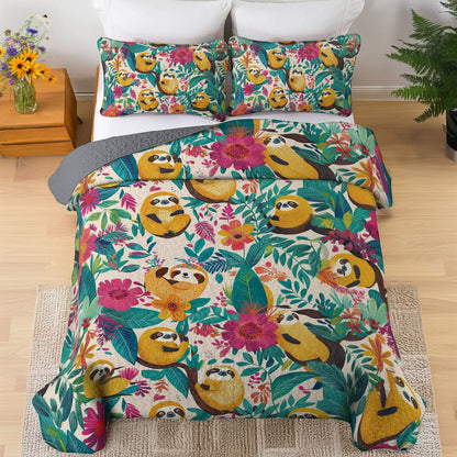 Shineful All Season Quilt 3-Piece Set Sloth Funny
