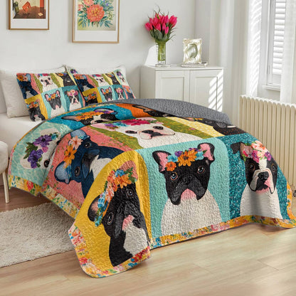 Shineful All Season Quilt 3-Piece Set Frenchie Blossom