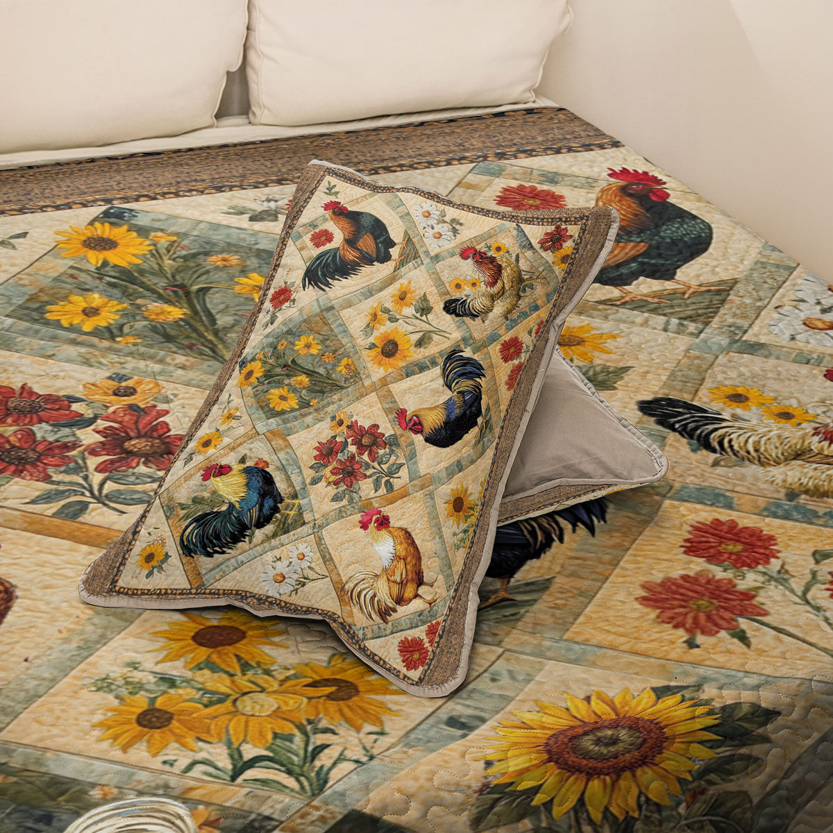 Shineful All Season Quilt 3-Piece Set Vintage Rooster